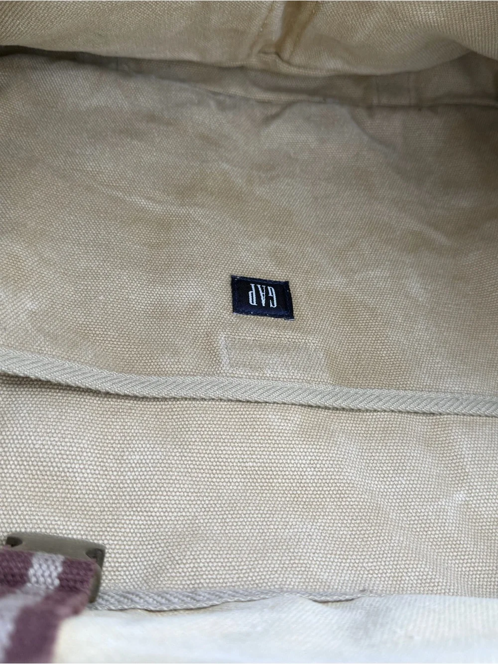 Vintage Gap Canvas Messenger Bag Cream Crossbody Laptop Book Bag